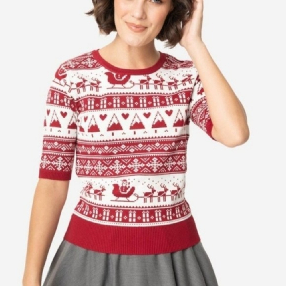 Banned Retro Fair Isle Christmas Sweater From Unique Vintage size Large RARE EUC